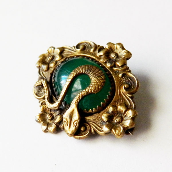 Rhinestone snake brooch