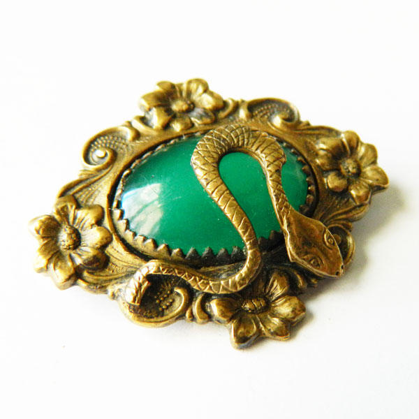 Rhinestone snake brooch