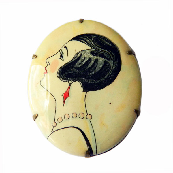 flapper girl cameo brooch