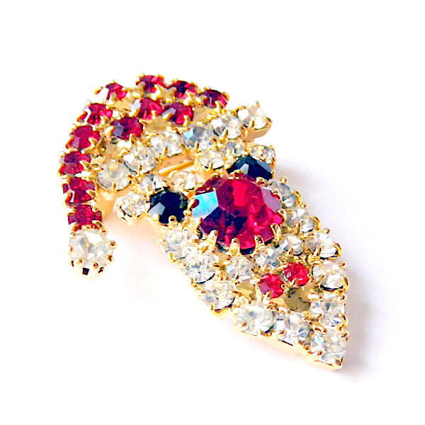 Rhinestone Santa Claus Brooch