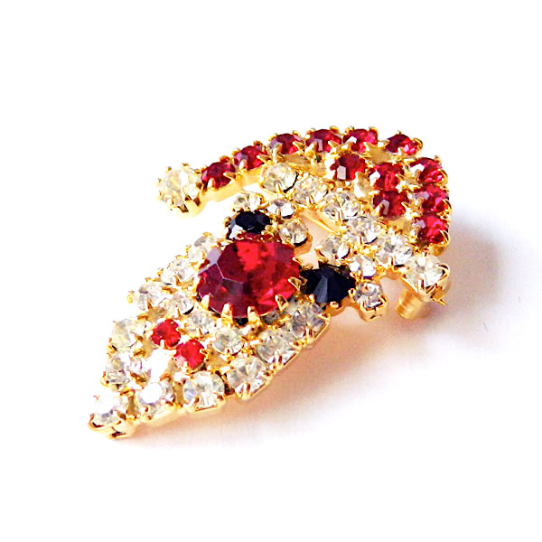 Rhinestone Santa Claus Brooch