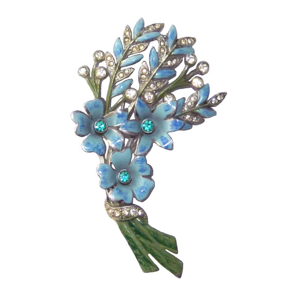 1940s enameled flower brooch