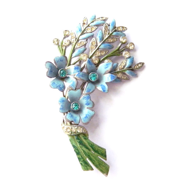 1940s enameled flower brooch