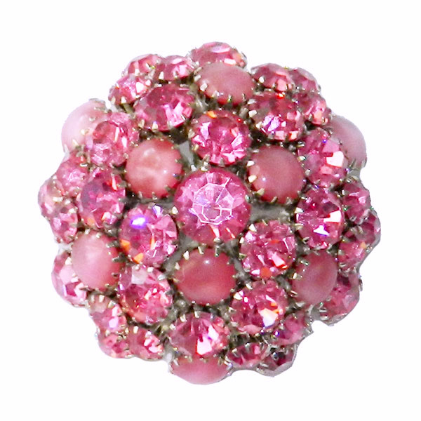 1950s pink rhinestone brooch