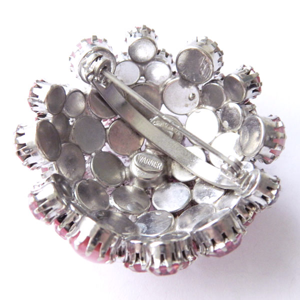 1950s pink rhinestone brooch