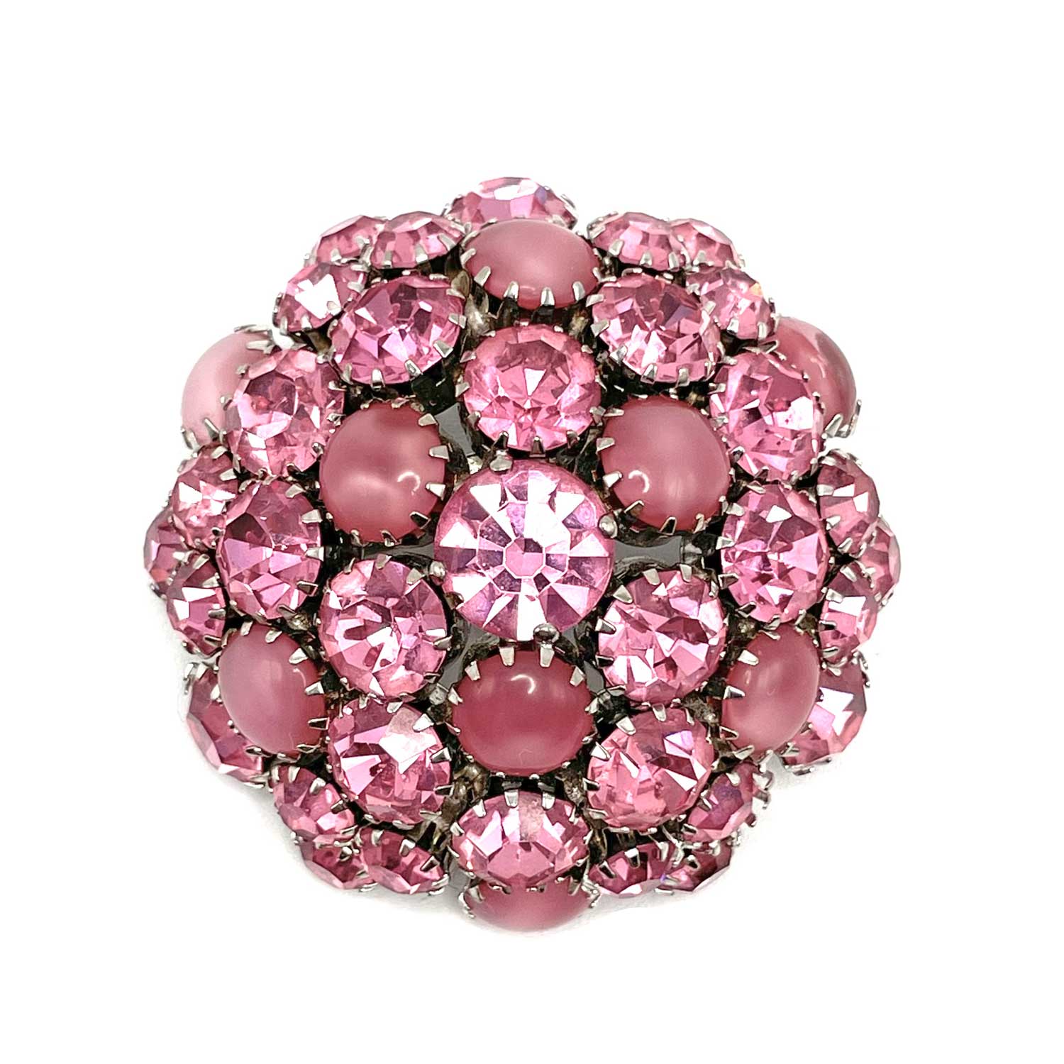 1950s pink rhinestone brooch