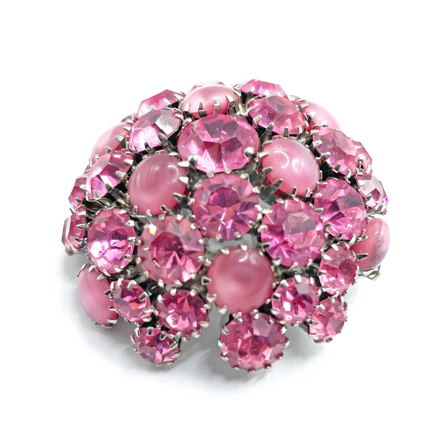 1950s pink rhinestone brooch