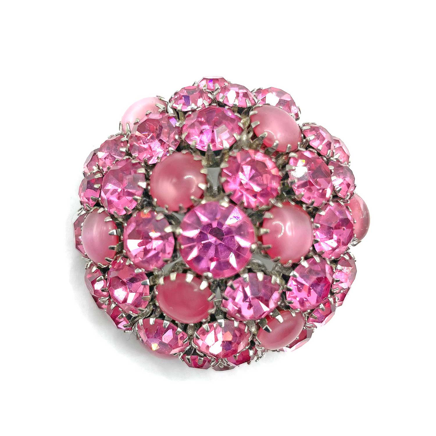 1950s pink rhinestone brooch