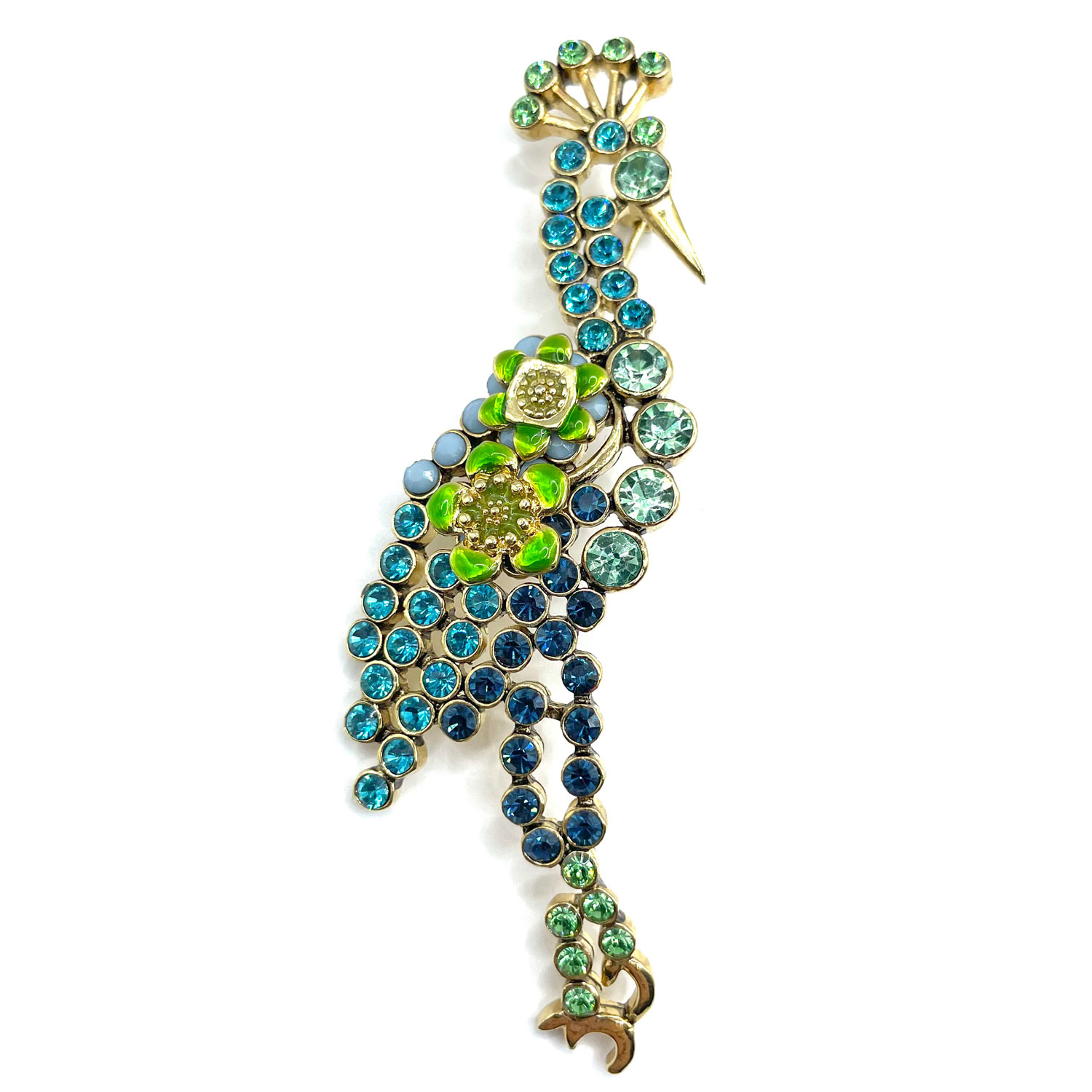 rhinestone peacock brooch