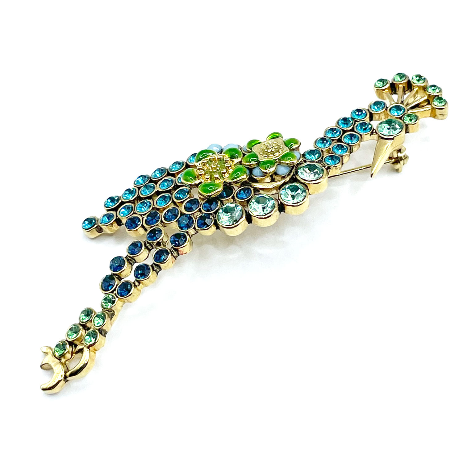 rhinestone bird brooch