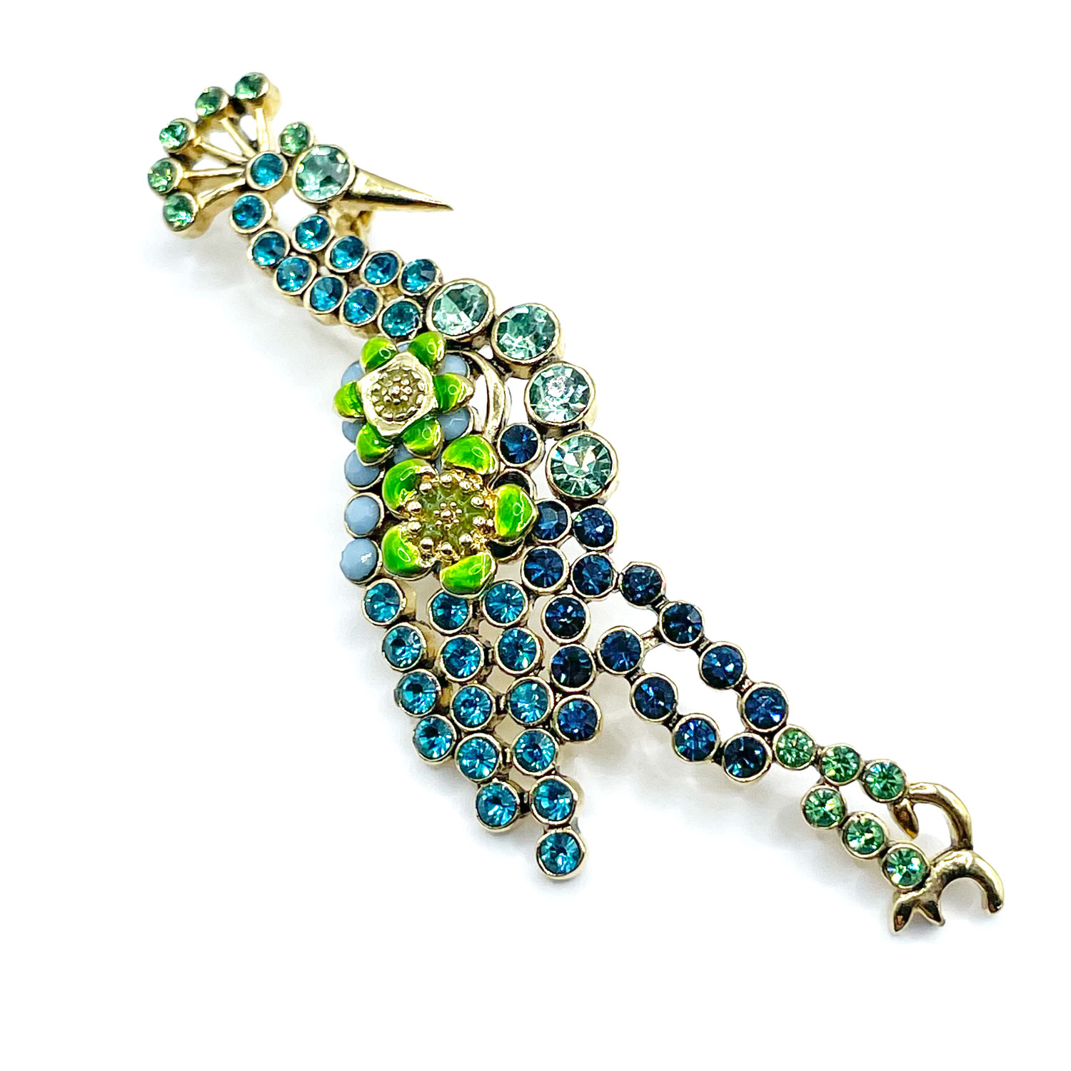 rhinestone bird brooch