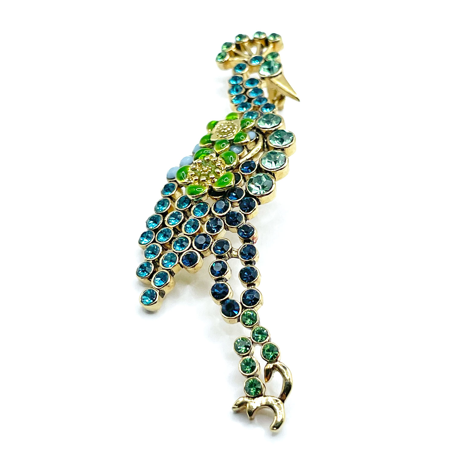 rhinestone bird brooch