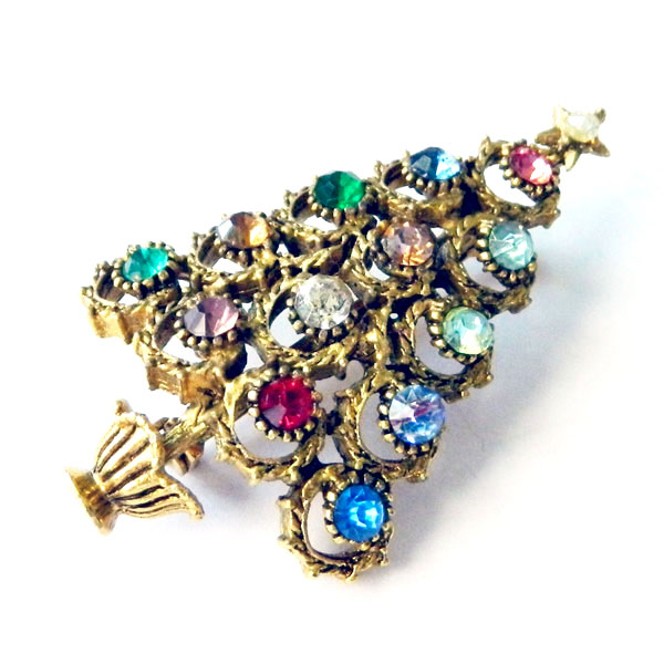 Hollycraft Christmas tree pin