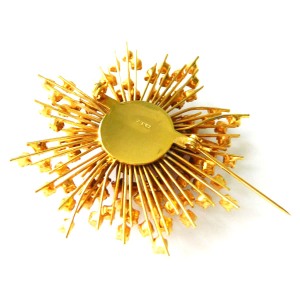 Austrian rhinestone sunburst brooch