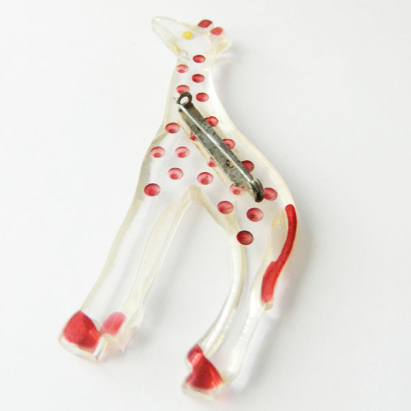 Lucite giraffe brooch