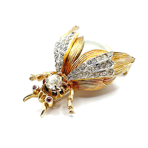 Rhinestone insect brooch