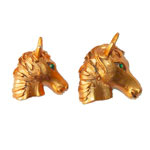 Horse head brooch pair