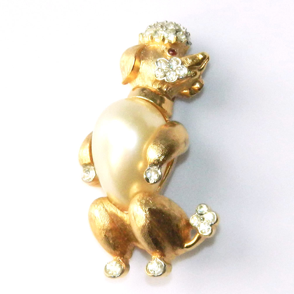 Trifari rhinestone poodle brooch
