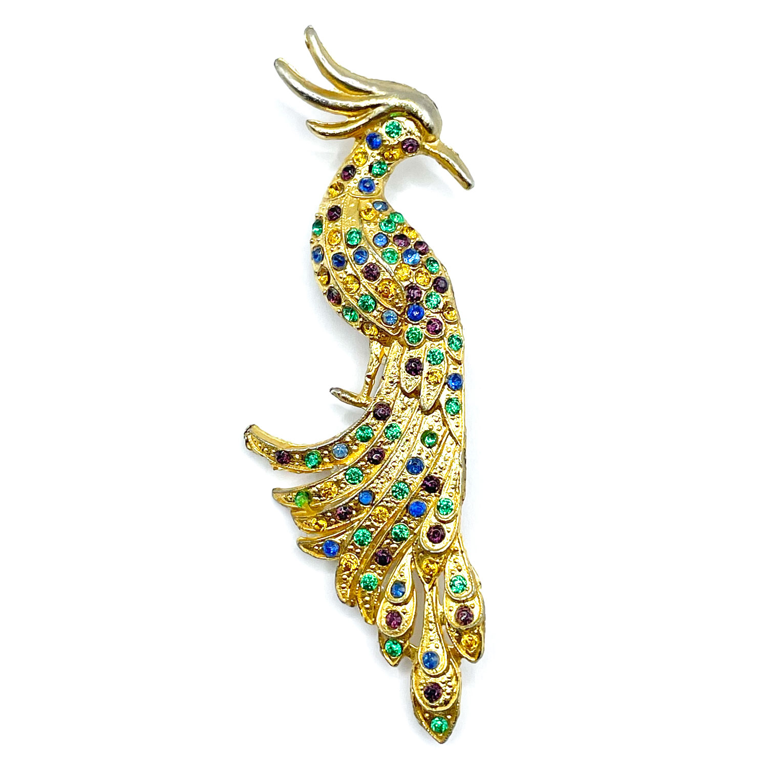 rhinestone bird brooch