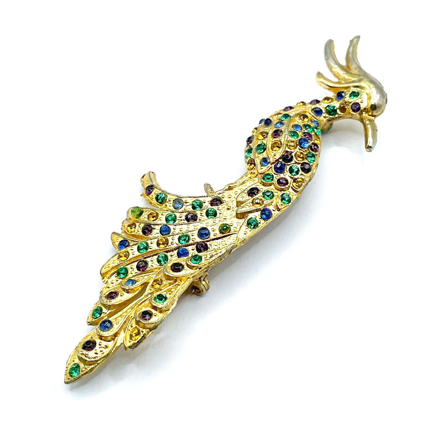 rhinestone bird brooch
