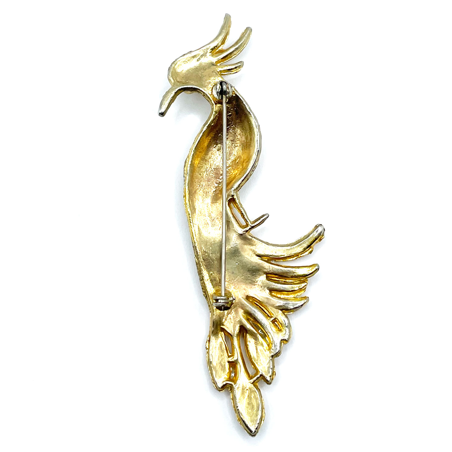 rhinestone bird brooch