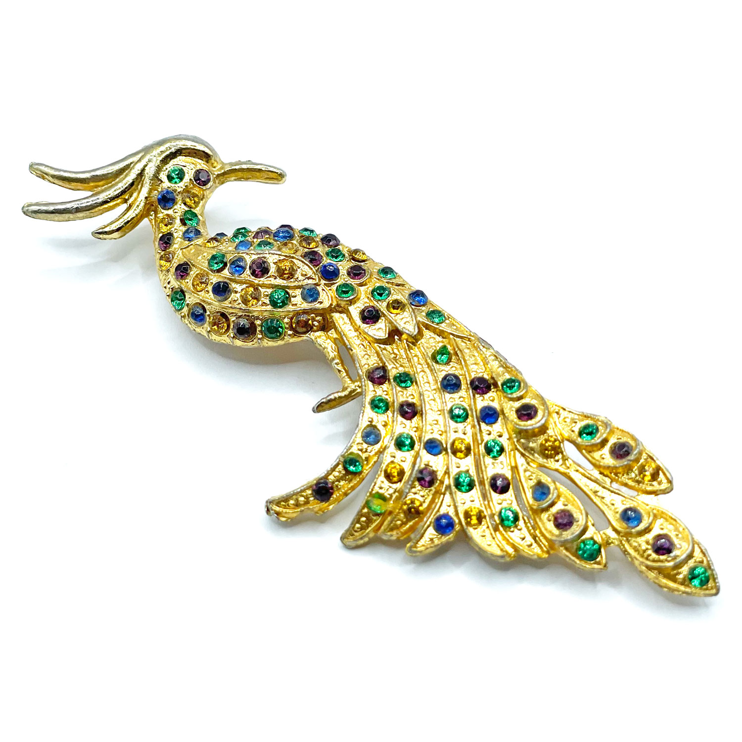 rhinestone bird brooch