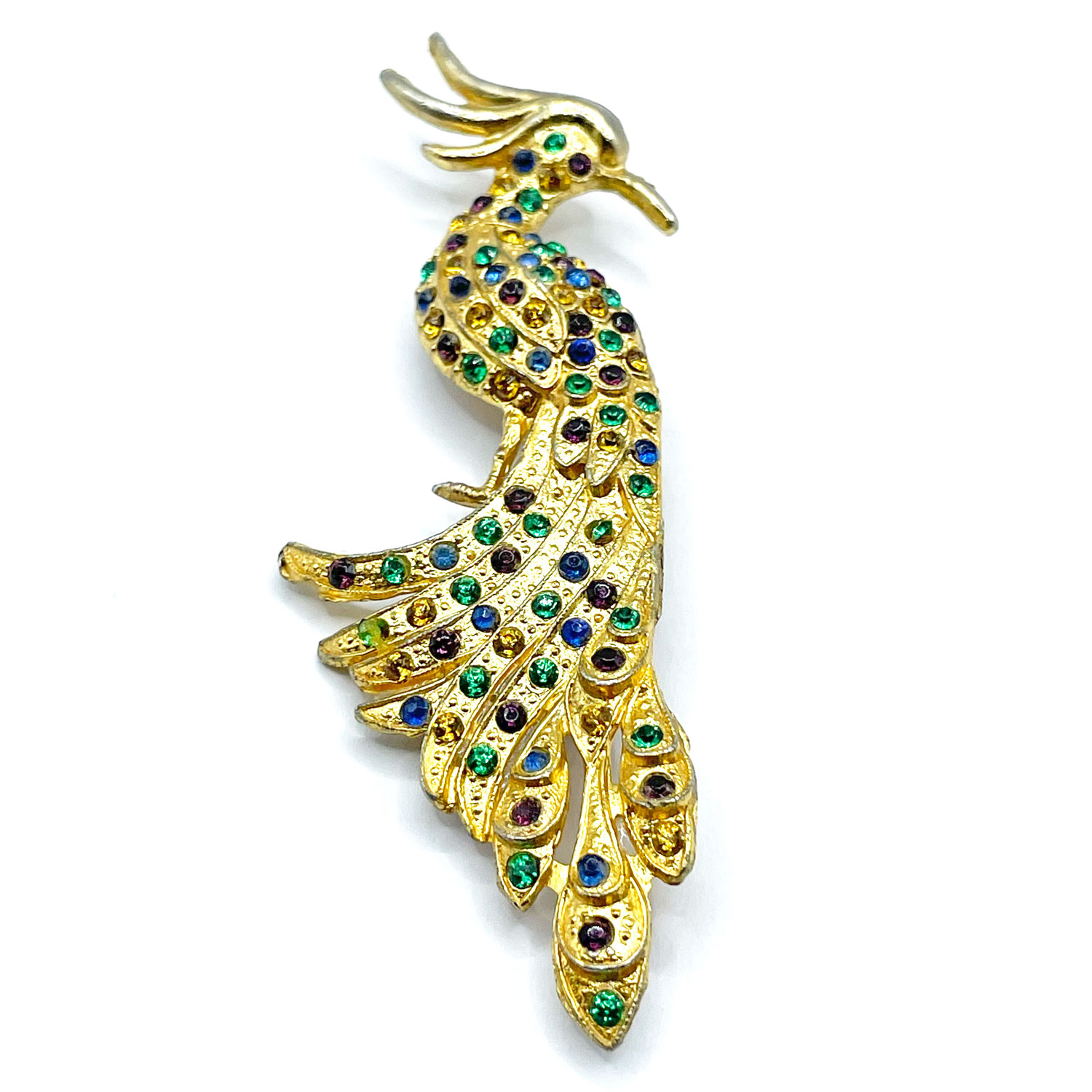 rhinestone peacock brooch