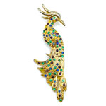 Rhinestone bird brooch