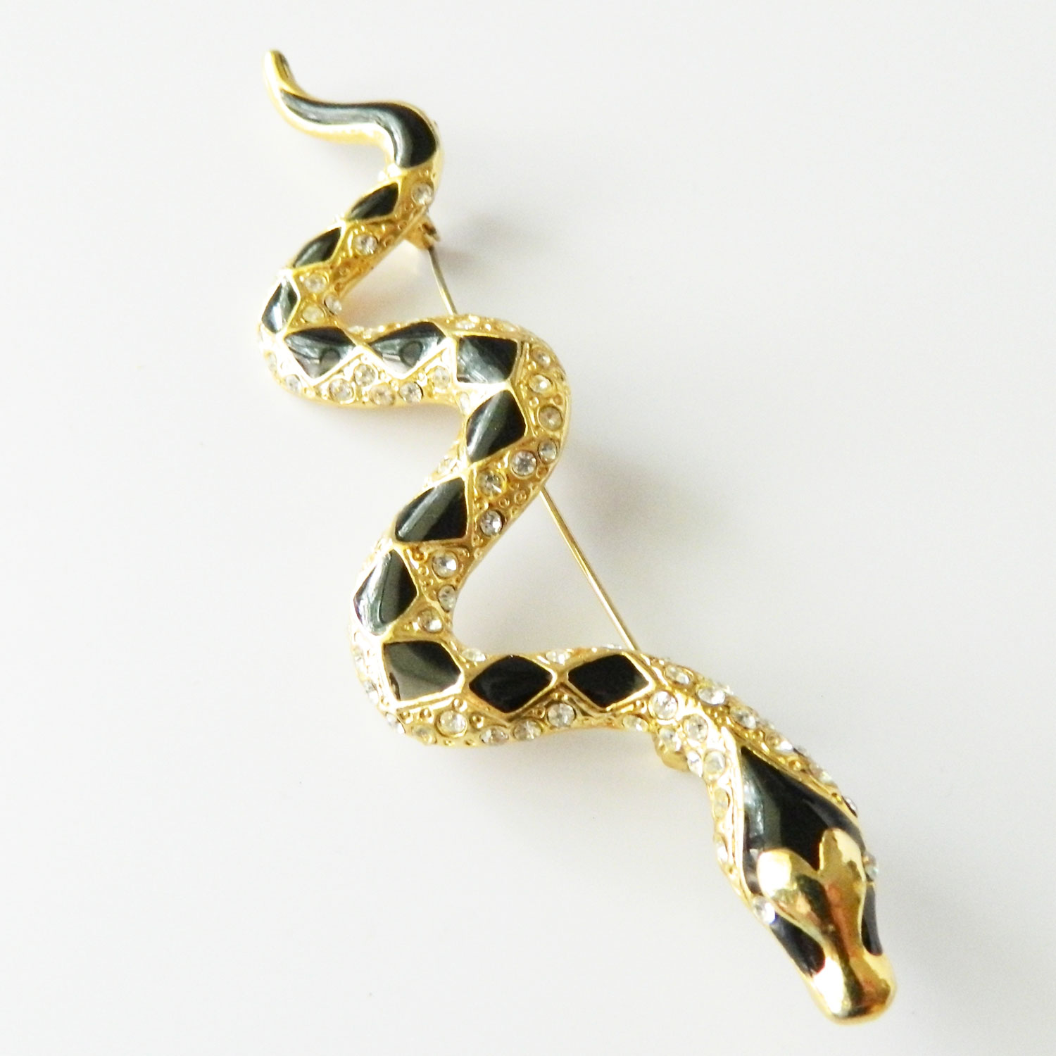 Rhinestone snake brooch