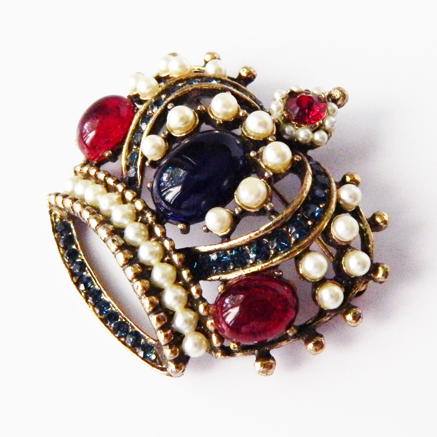 Weiss rhinestone crown brooch