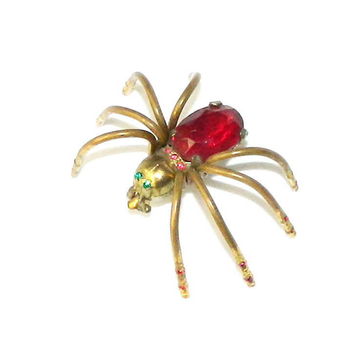 Rhinestone spider brooch