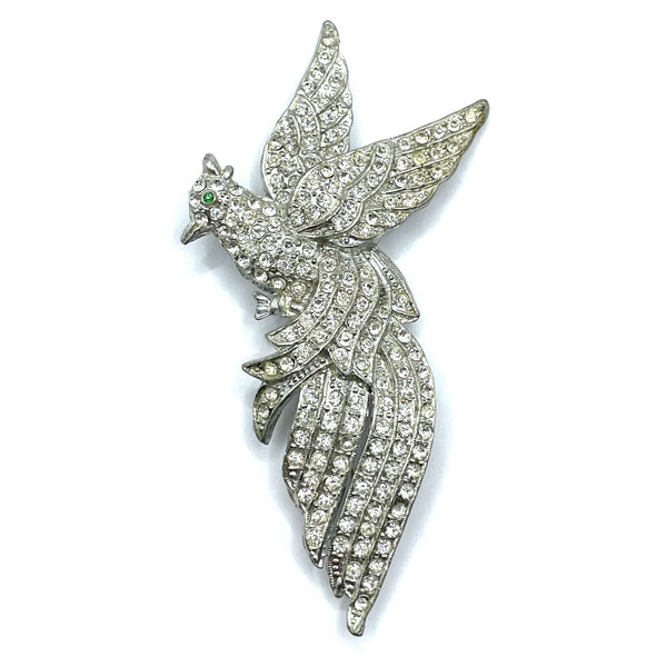rhinestone bird brooch