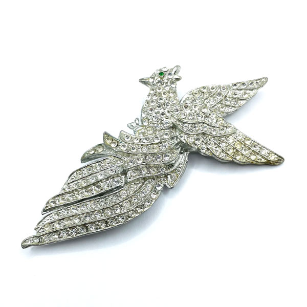 rhinestone bird brooch