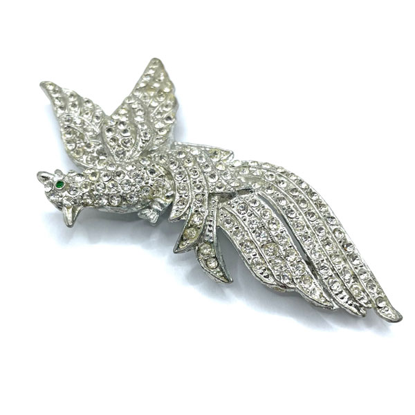 rhinestone bird brooch