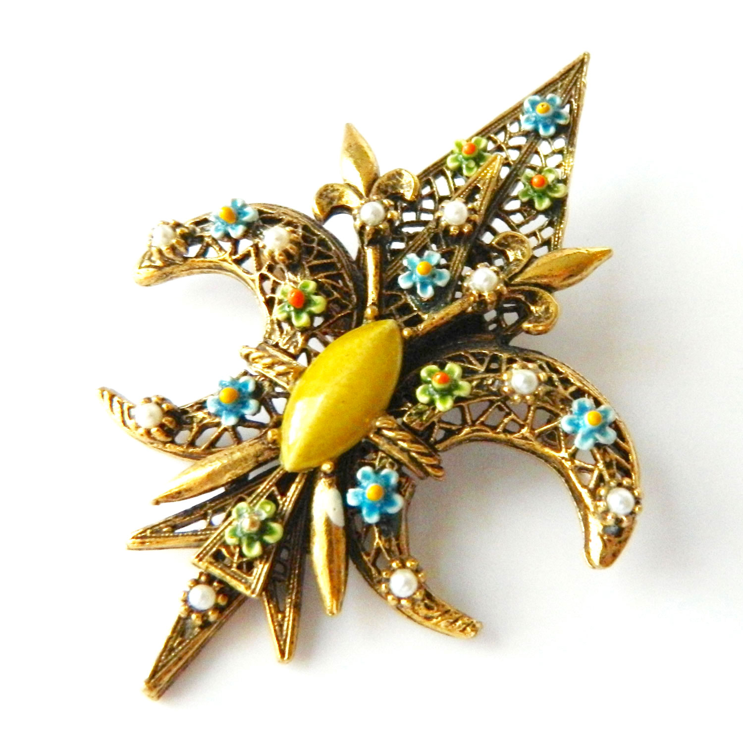 Floral fleur de lis Brooch