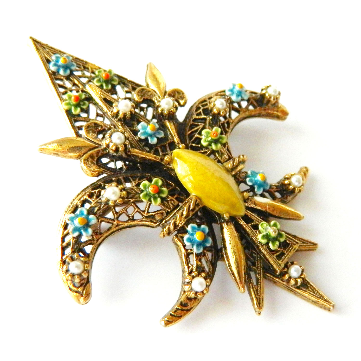 Floral fleur de lis Brooch