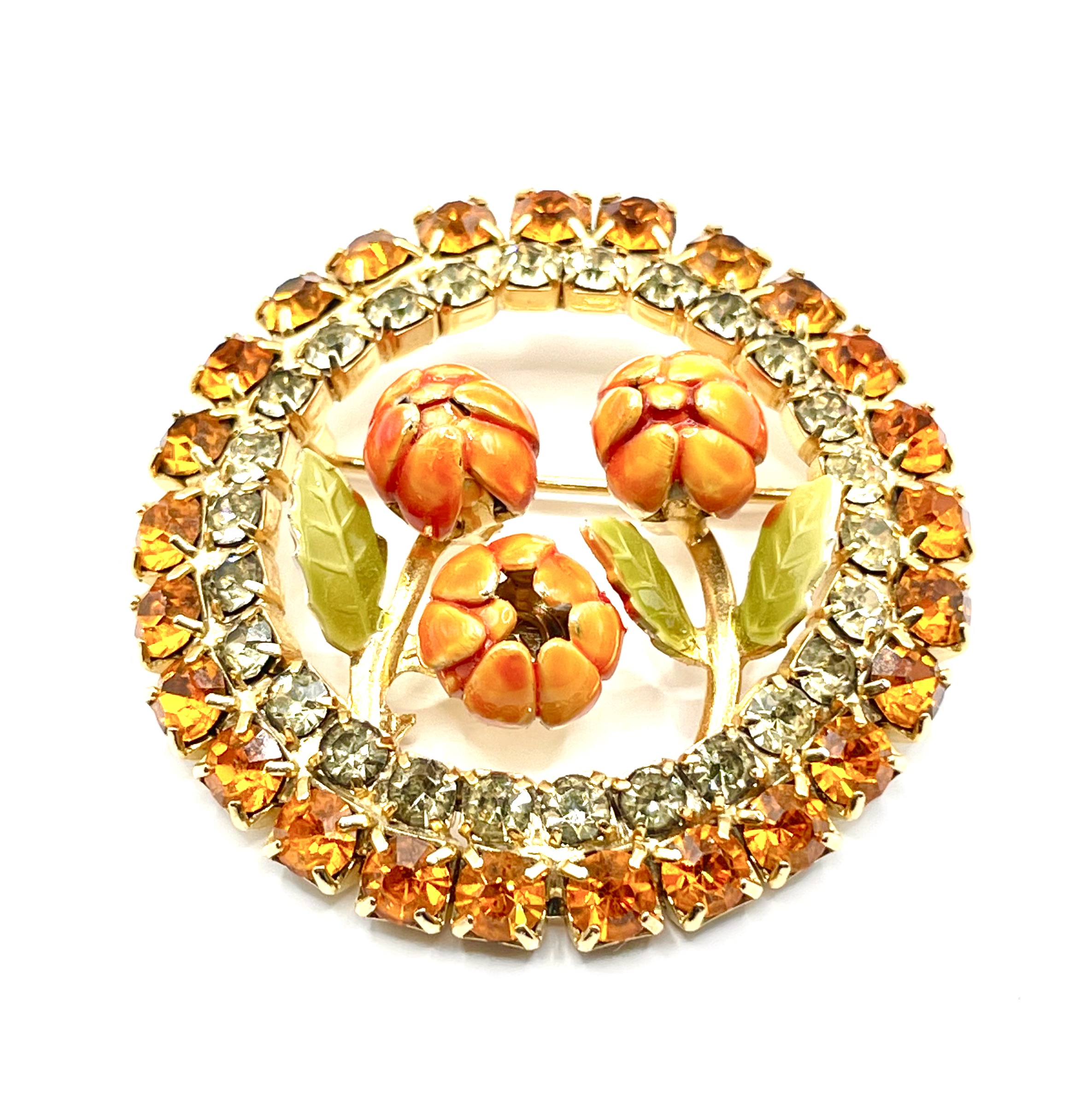 1960s enameled flower brooch