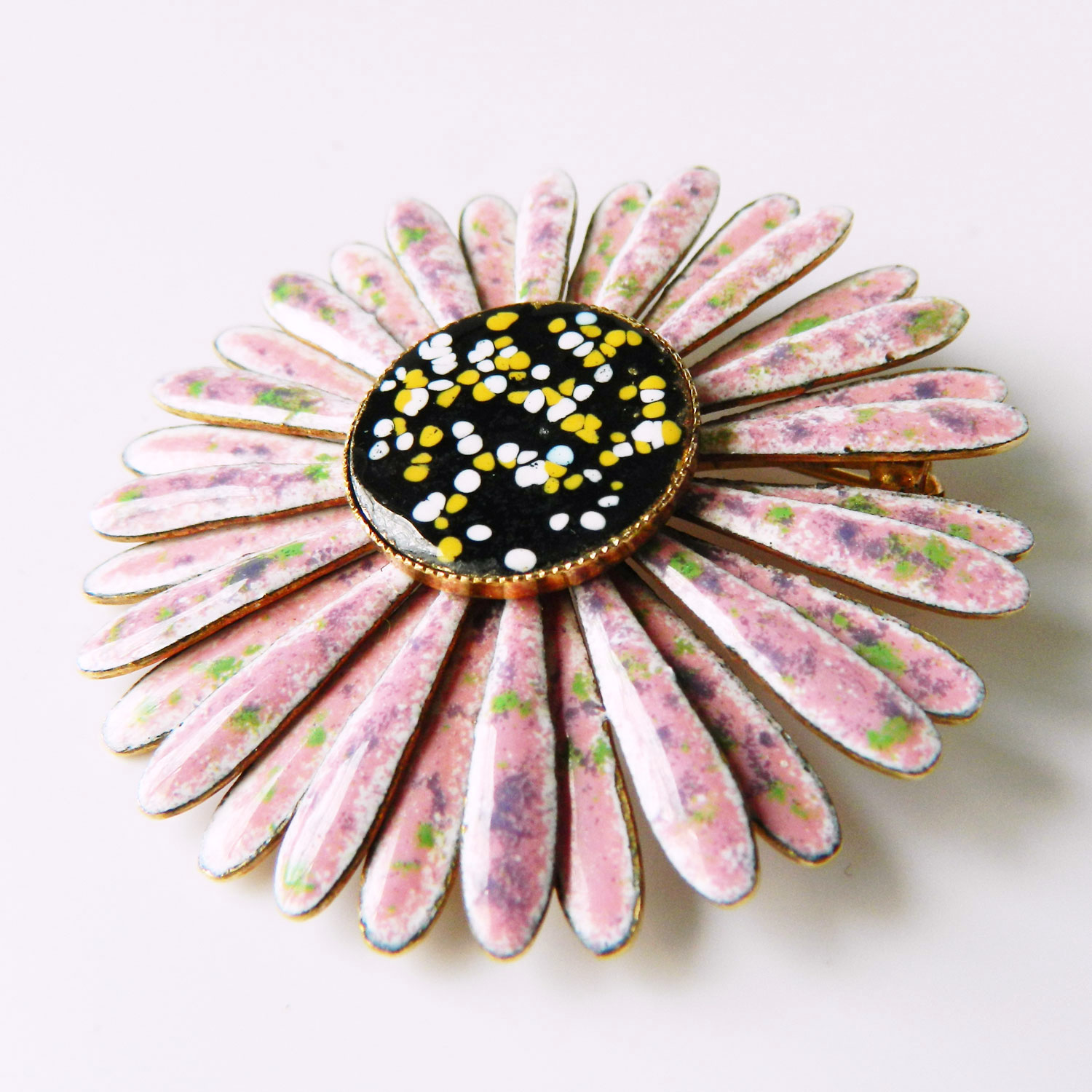 enamel flower brooch