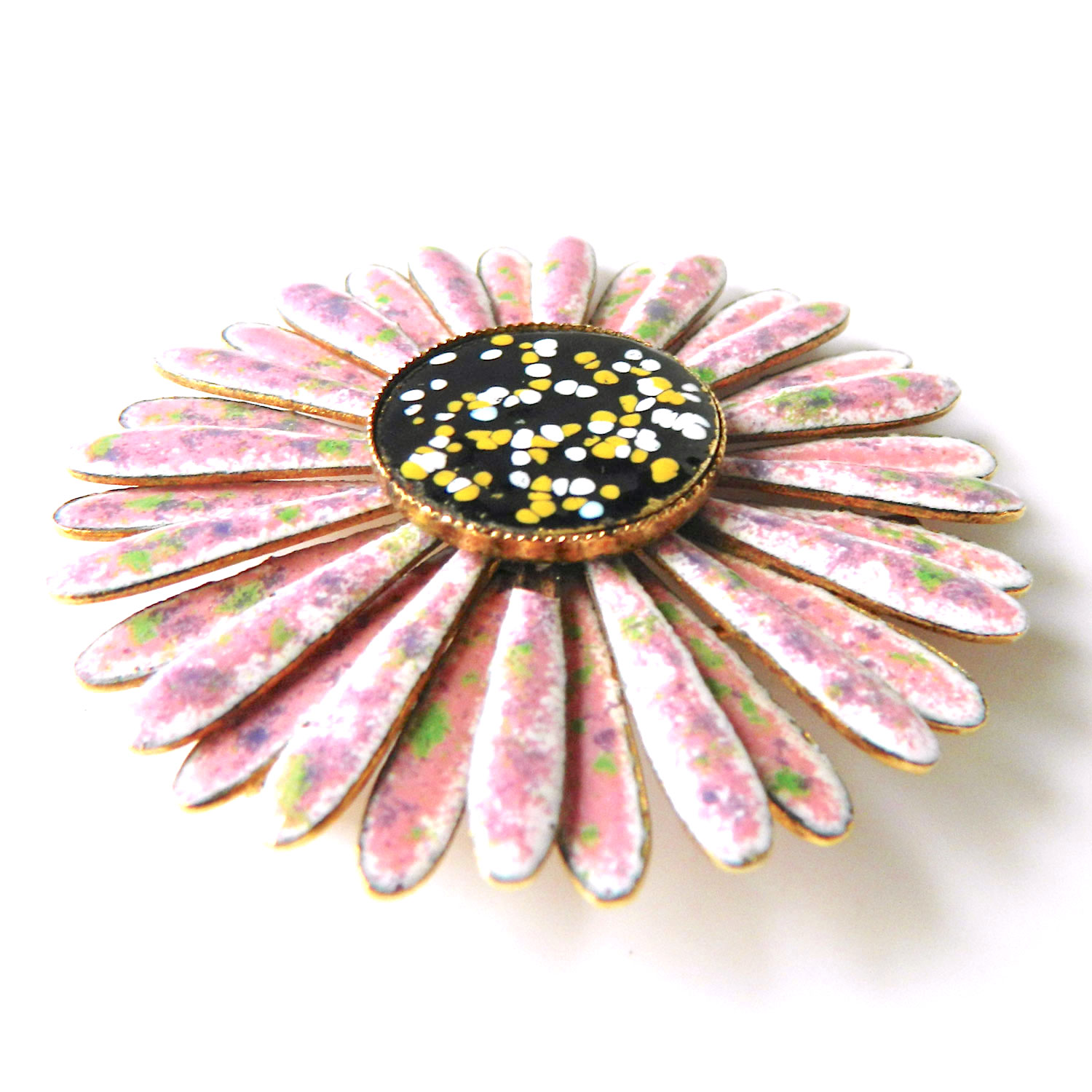enameled flower brooch