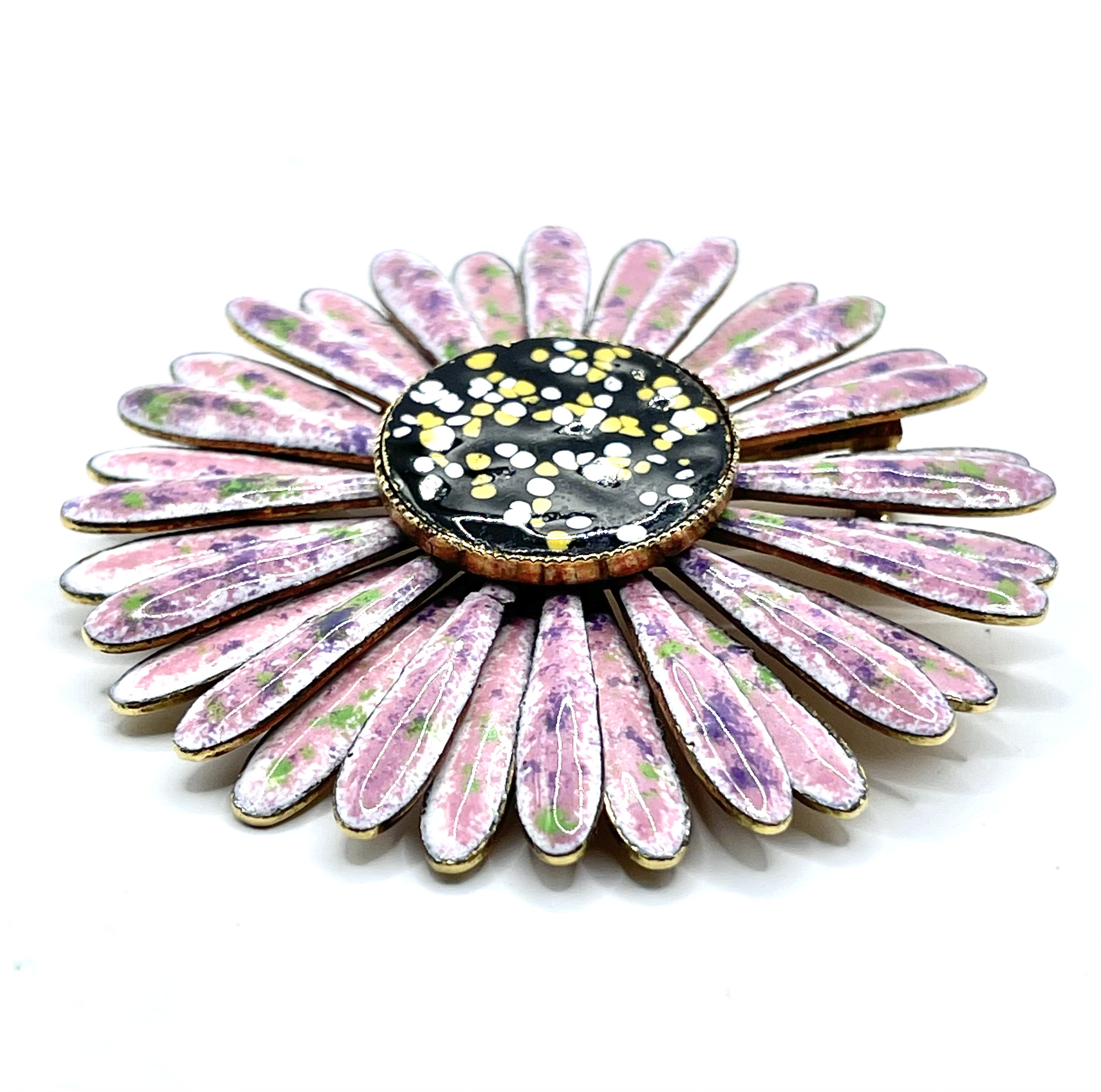 enameled flower brooch