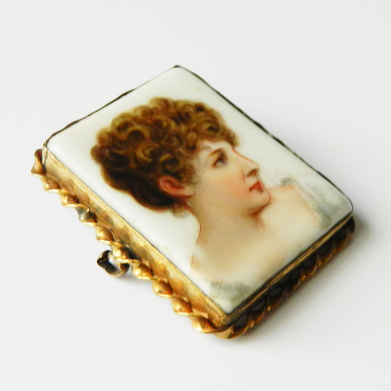 Ceramic cameo brooch