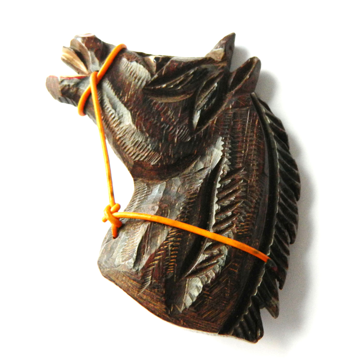 Hand carved rosewood brooch