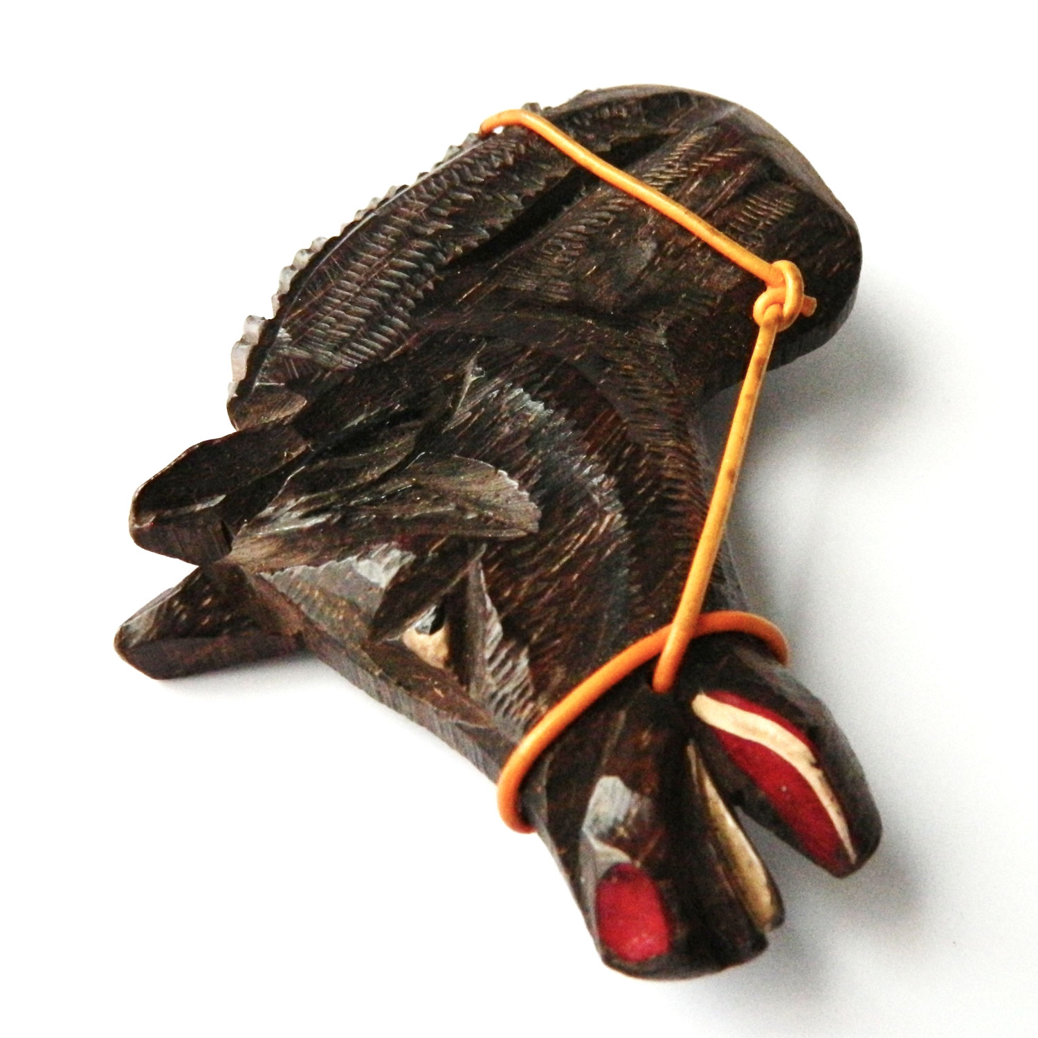 Hand carved rosewood brooch