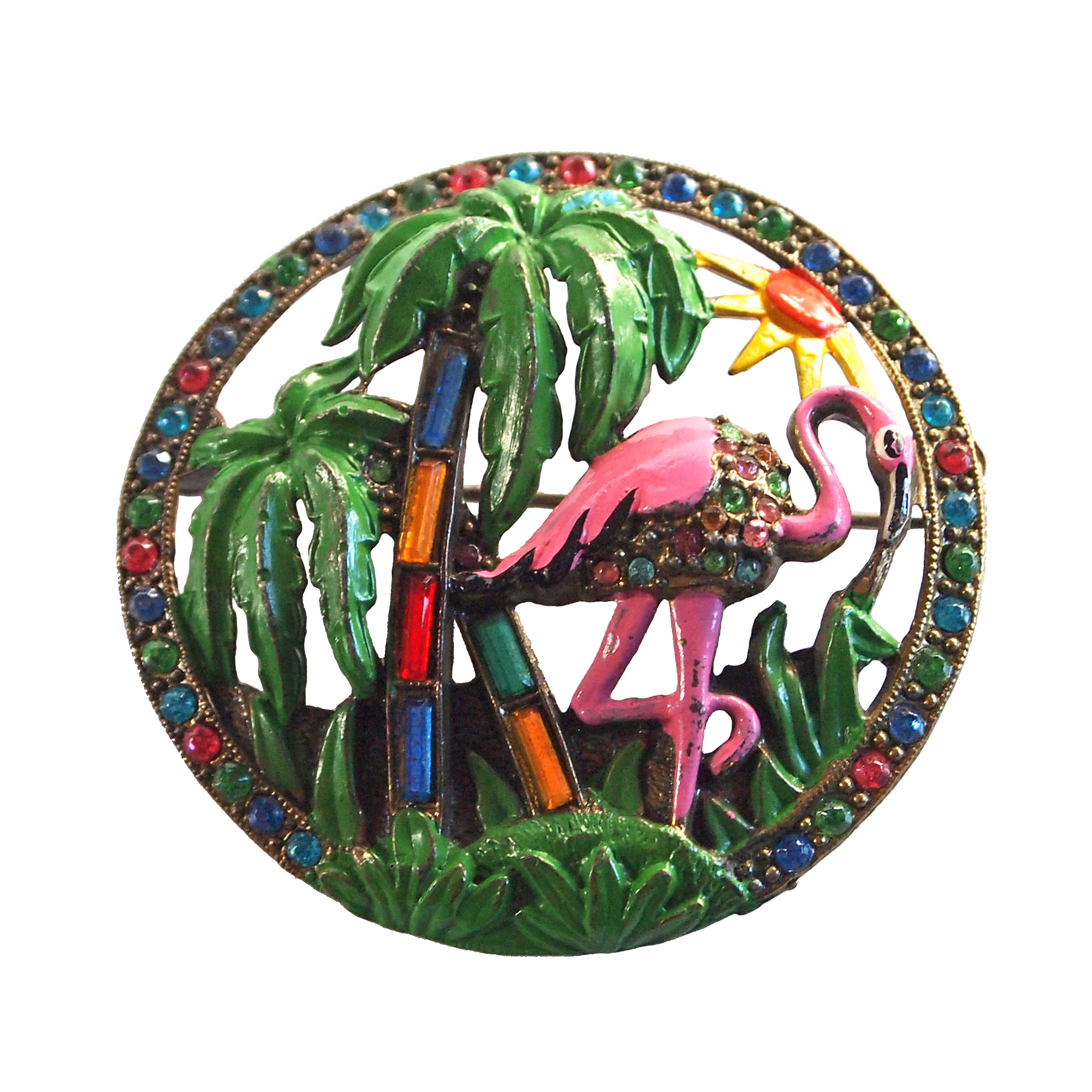 1930s rhinestone pelican brooch