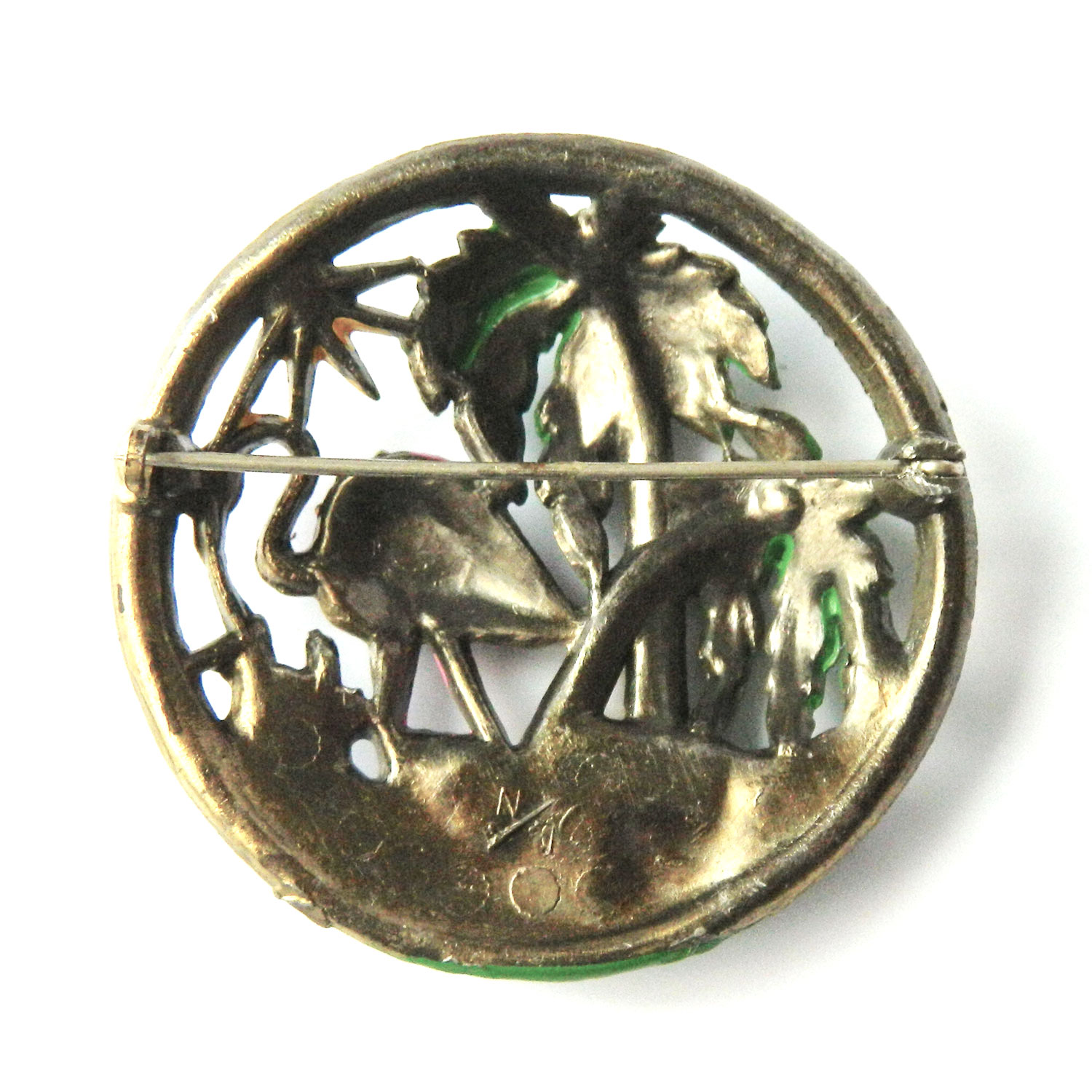 1930's rhinestone pelican brooch