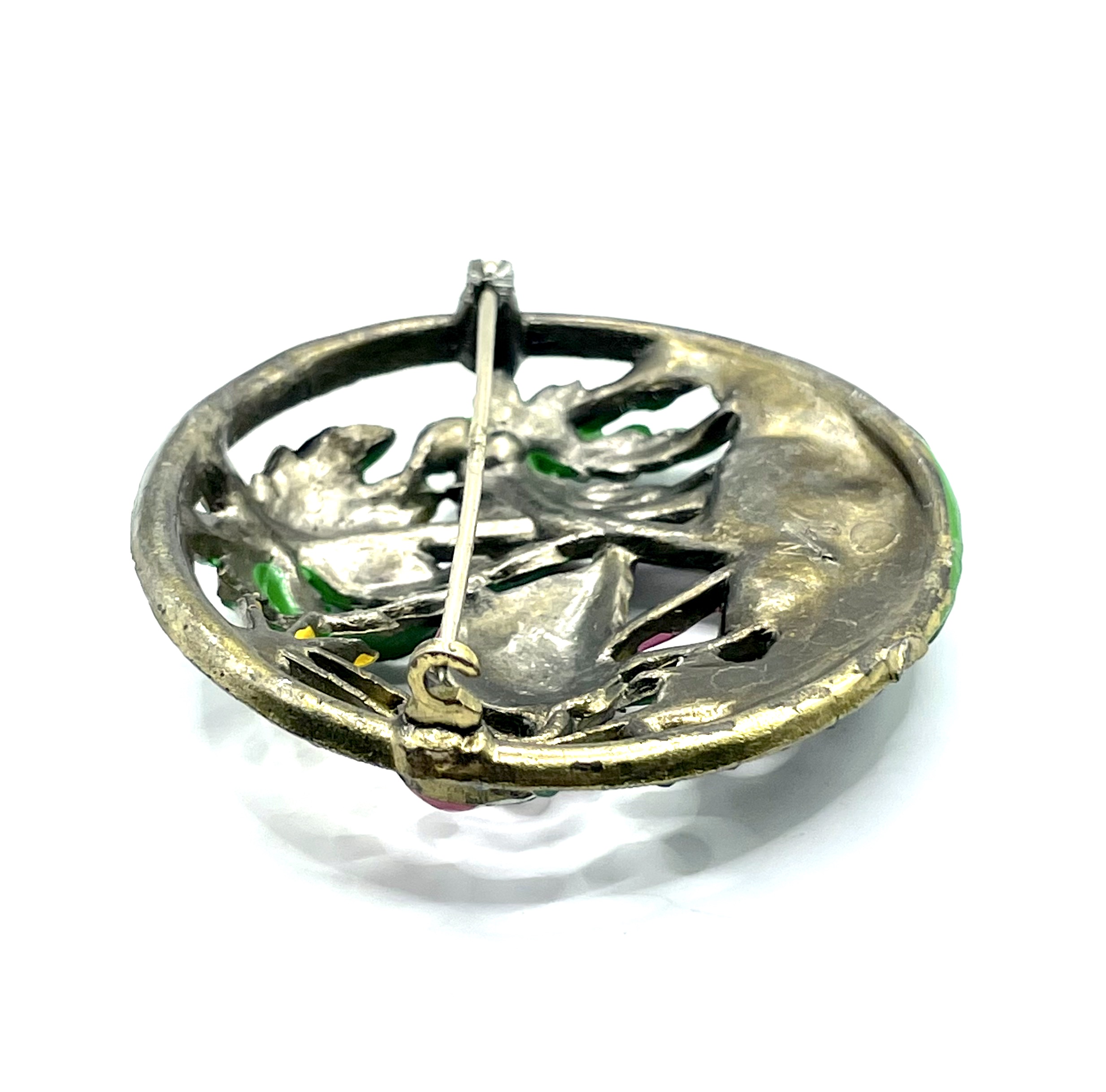 1930s rhinestone pelican brooch