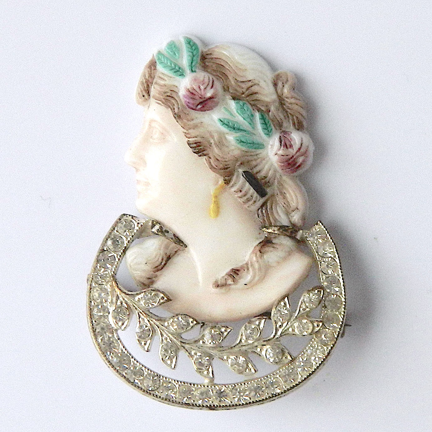 Ceramic cameo brooch