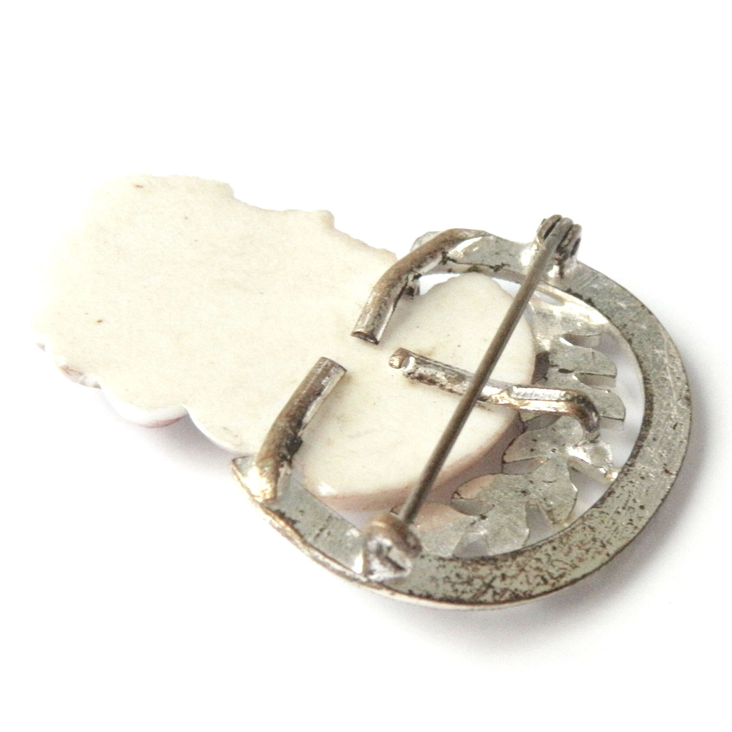Ceramic cameo brooch