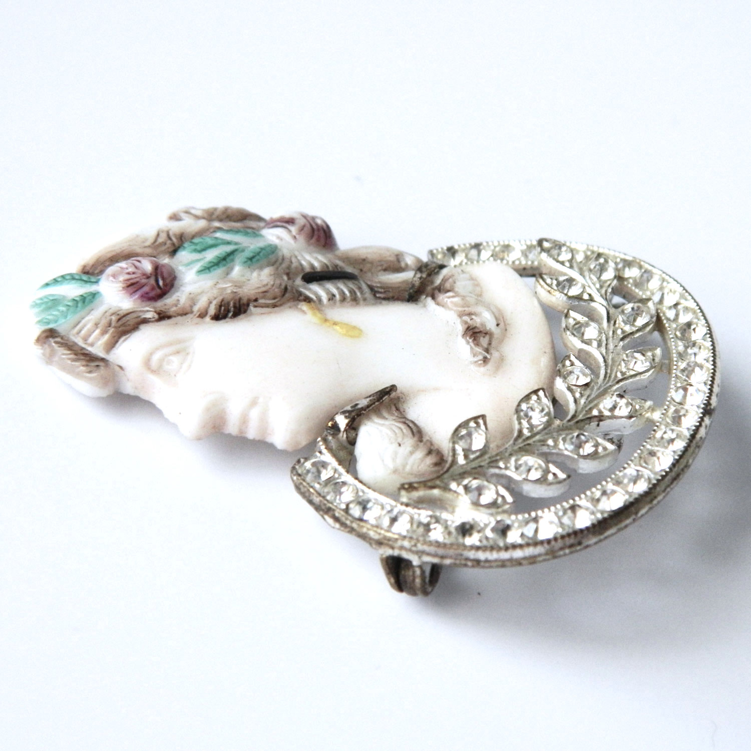 Ceramic cameo brooch