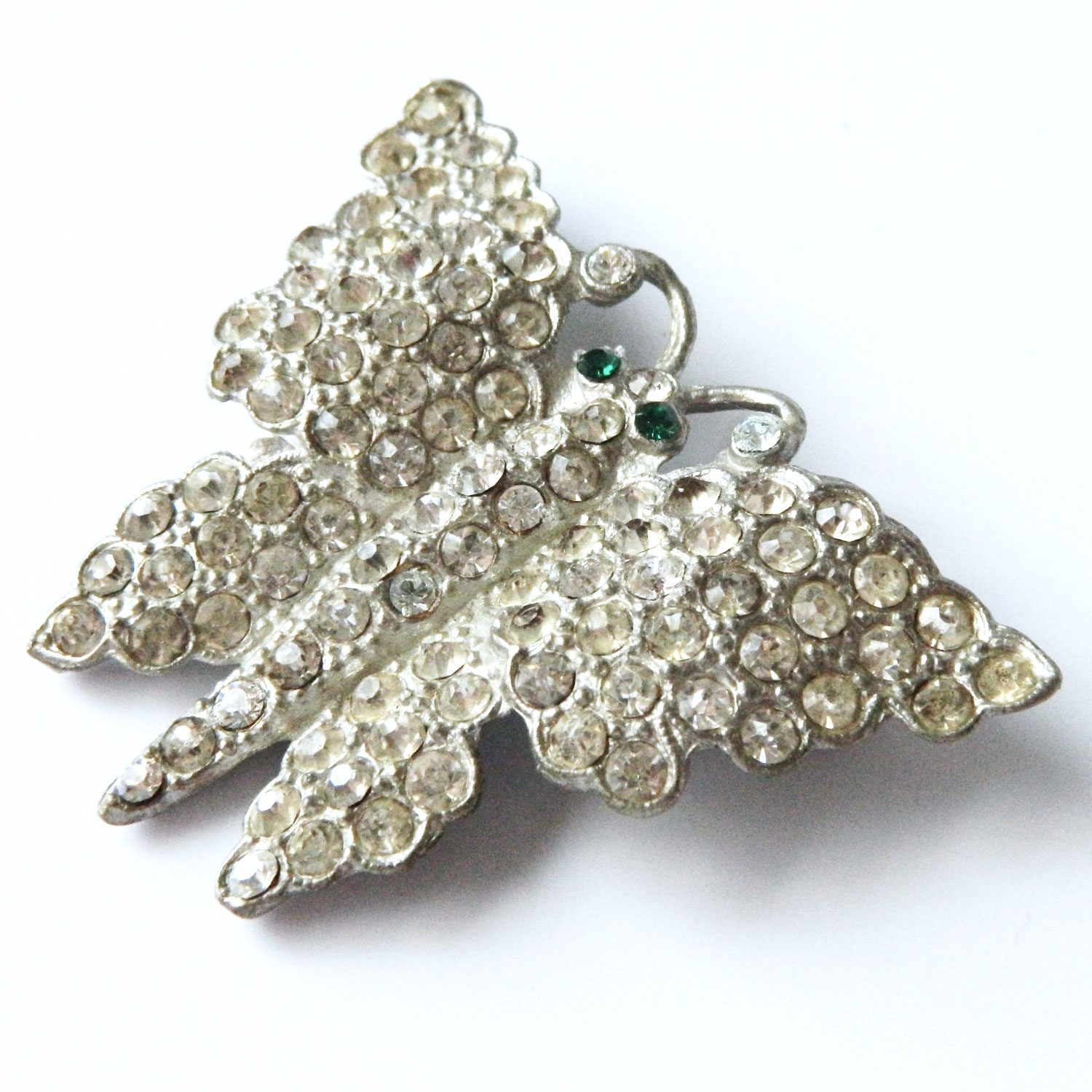 1930's rhinestone butterfly brooch